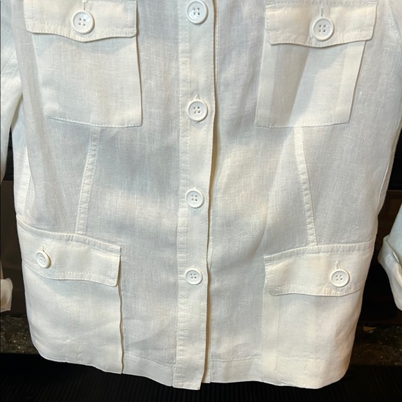 Escada Sport off White Utility linen button down top, size 34 - Picture 8 of 10